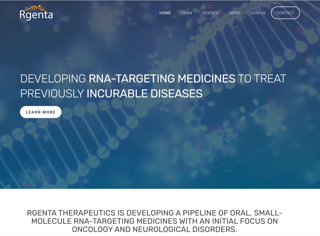 Biotech Web Design in Boston: Rgenta Therapeutics